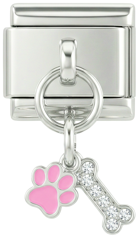 Dog Bone with Stones, on Silver - Dog-Bone-with-Stones-on-Silver.png