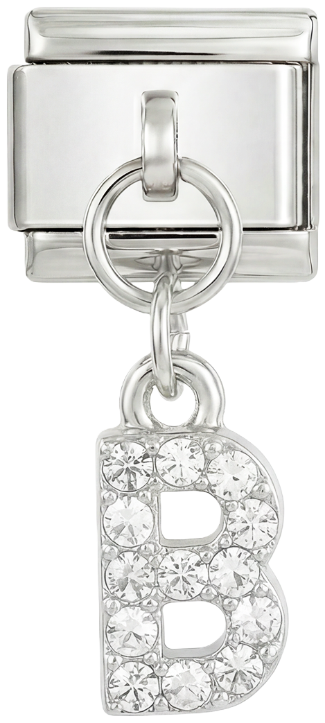 Letter B with stones, Hanging, on Silver - Letter-B-with-stones-hanging-on-silver.png