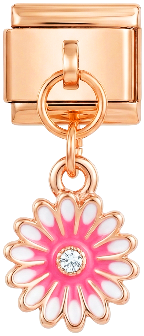 Pink Daisy with Stone, on Rose Gold - Pink-Daisy-with-Stone-on-Rose-Gold.png