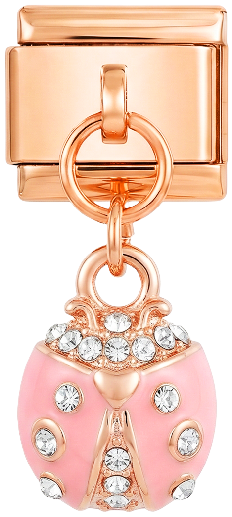 Pink Ladybug with Stones, on Rose Gold - Pink-Ladybug-with-Stones-on-Rose-Gold.png