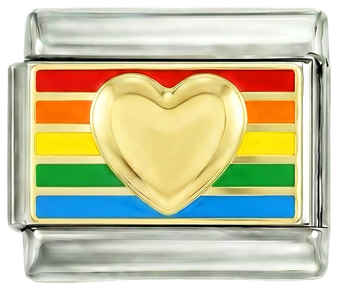 LGBTQ+ Flag, Gold Heart, on Silver - gold-heart-on-lgbtq-flag.png