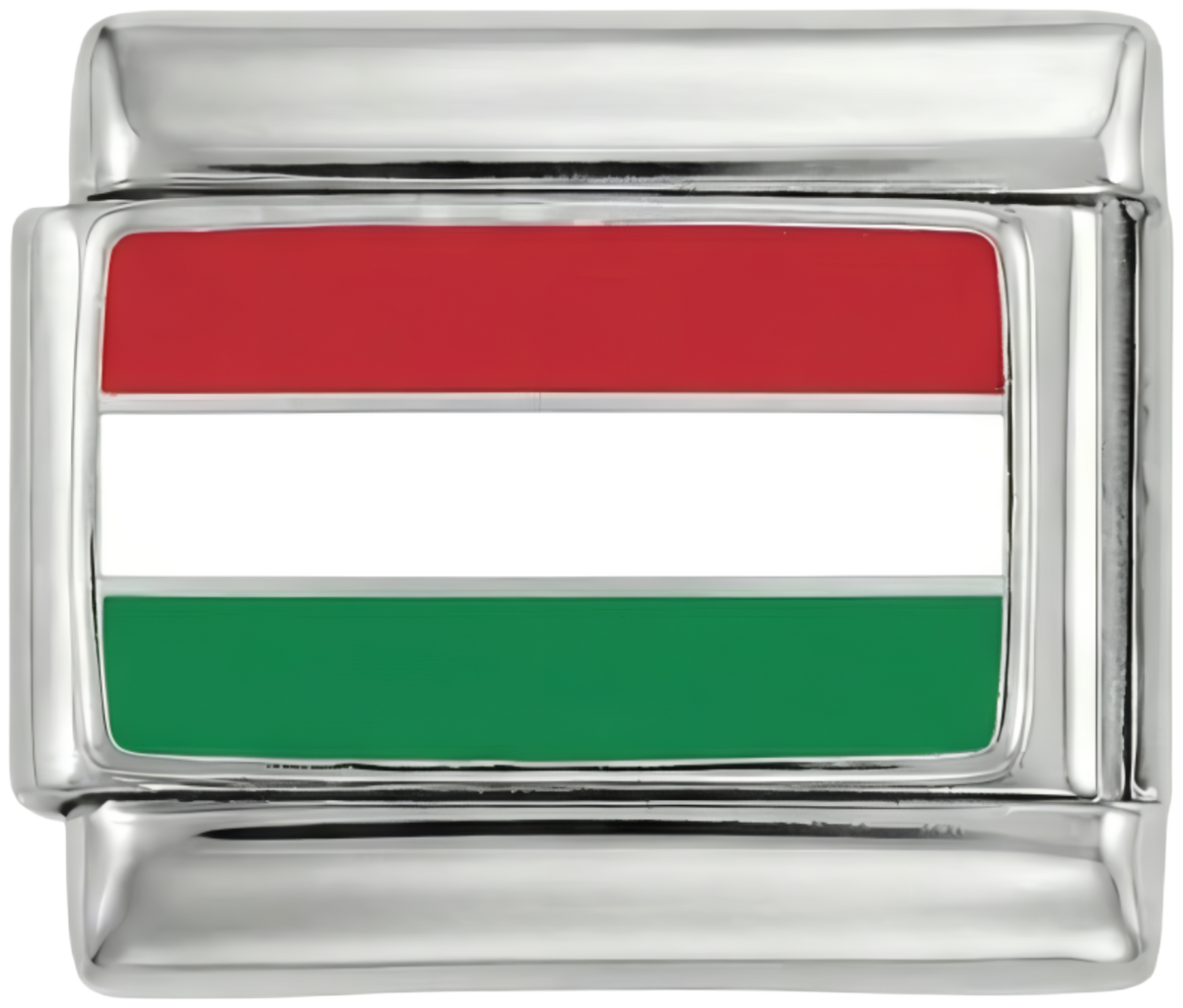Hungary Flag, on Silver