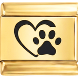 Black Heart with Paw on Gold
