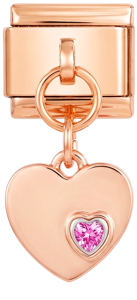 Double Heart with Purple Stones, on Rose Gold