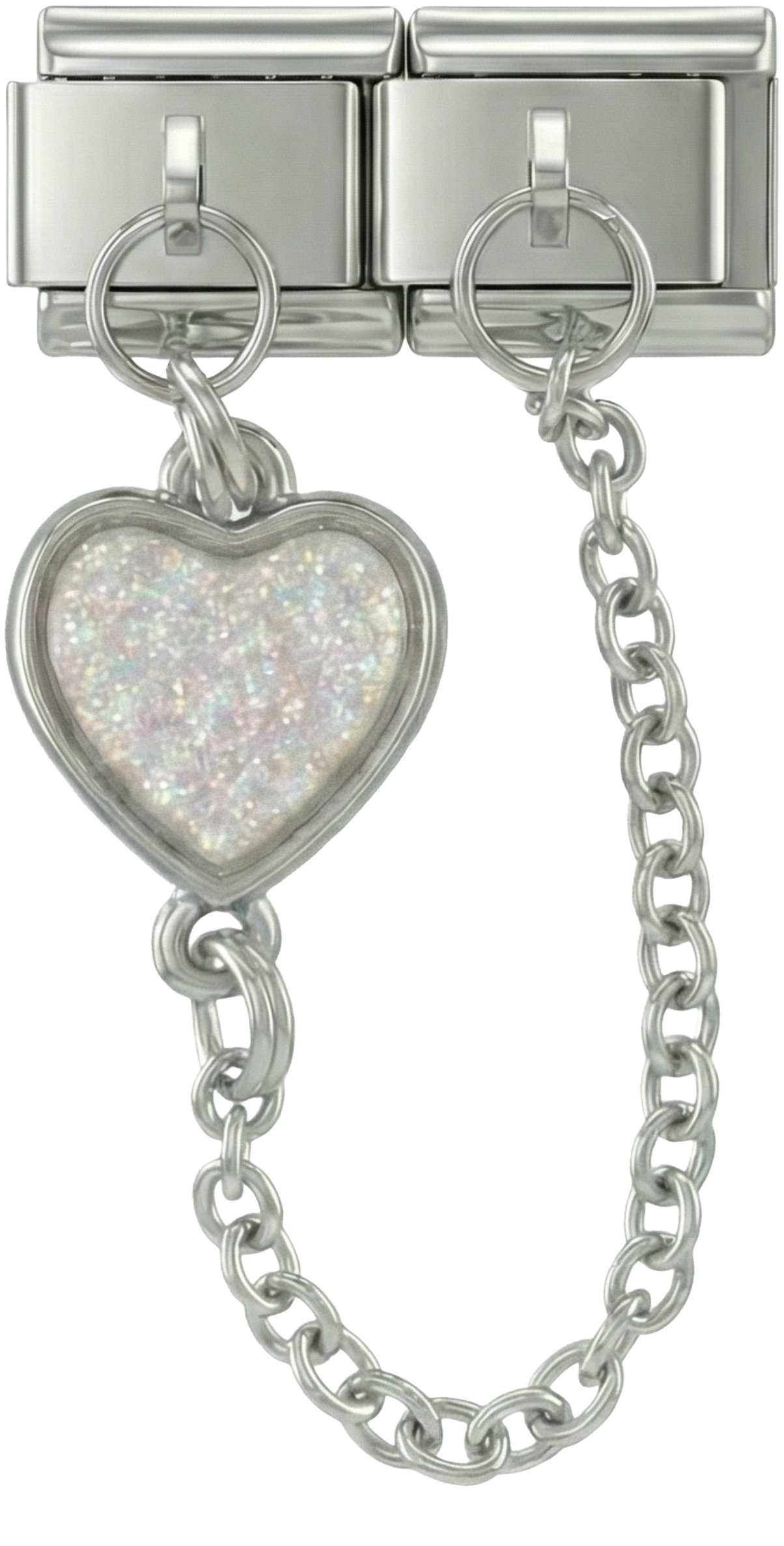 Grey Heart, Double Linked Charms on Silver - Grey-Heart-Double-Linked-Charms-on-Silver.png