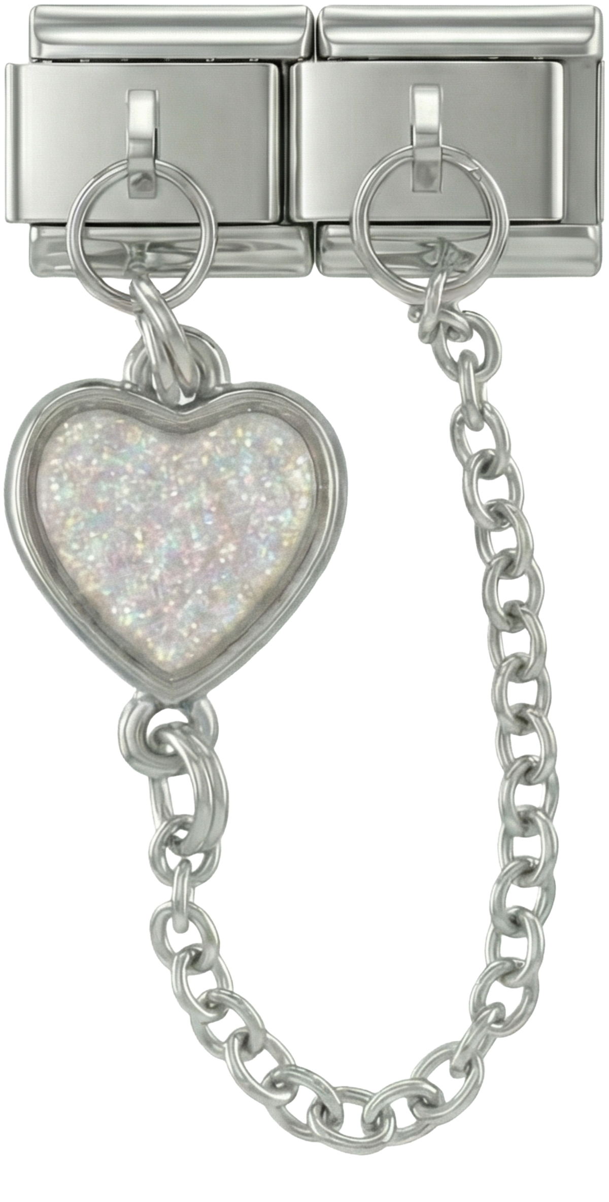 Grey Heart, Double Linked Charms on Silver - Grey-Heart-Double-Linked-Charms-on-Silver.png