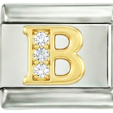 Letter B in Gold with Stones, on Silver - Letter-B-in-gold-with-stones-on-silver.png