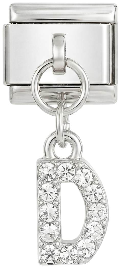Letter D with stones, Hanging, on Silver - Letter-D-with-stones-hanging-on-silver.png