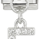 Letter E with stones, Hanging, on Silver - Letter-E-with-stones-hanging-on-silver.png