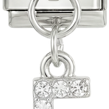 Letter F with stones, Hanging, on Silver - Letter-F-with-stones-hanging-on-silver.png