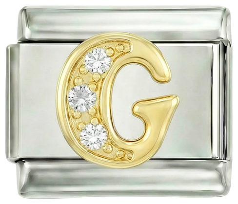 Letter G in Gold with Stones, on Silver - Letter-G-in-gold-with-stones-on-silver.png