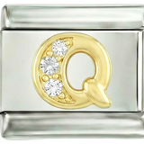 Letter Q in Gold with Stones, on Silver - Letter-Q-in-gold-with-stones-on-silver.png
