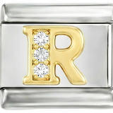 Letter R in Gold with Stones, on Silver - Letter-R-in-gold-with-stones-on-silver.png