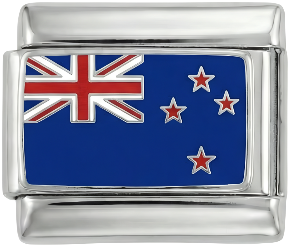 New Zealand Flag, on Silver