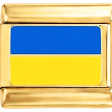 Ukraine Flag, on Gold