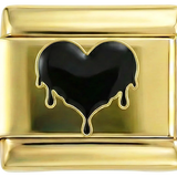 Black Melted Heart on Gold - black-melted-heart-on-gold.png