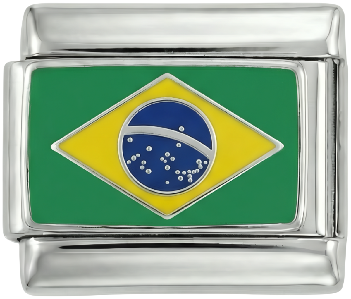 Brazil Flag, on Silver