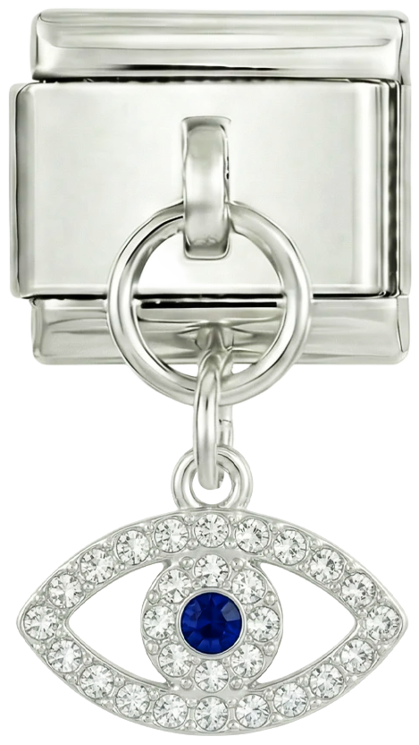 Eye with Blue and White Stones, on Silver - eye-with-blue-and-white-stones-on-silver.png