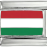 Hungary Flag, on Silver