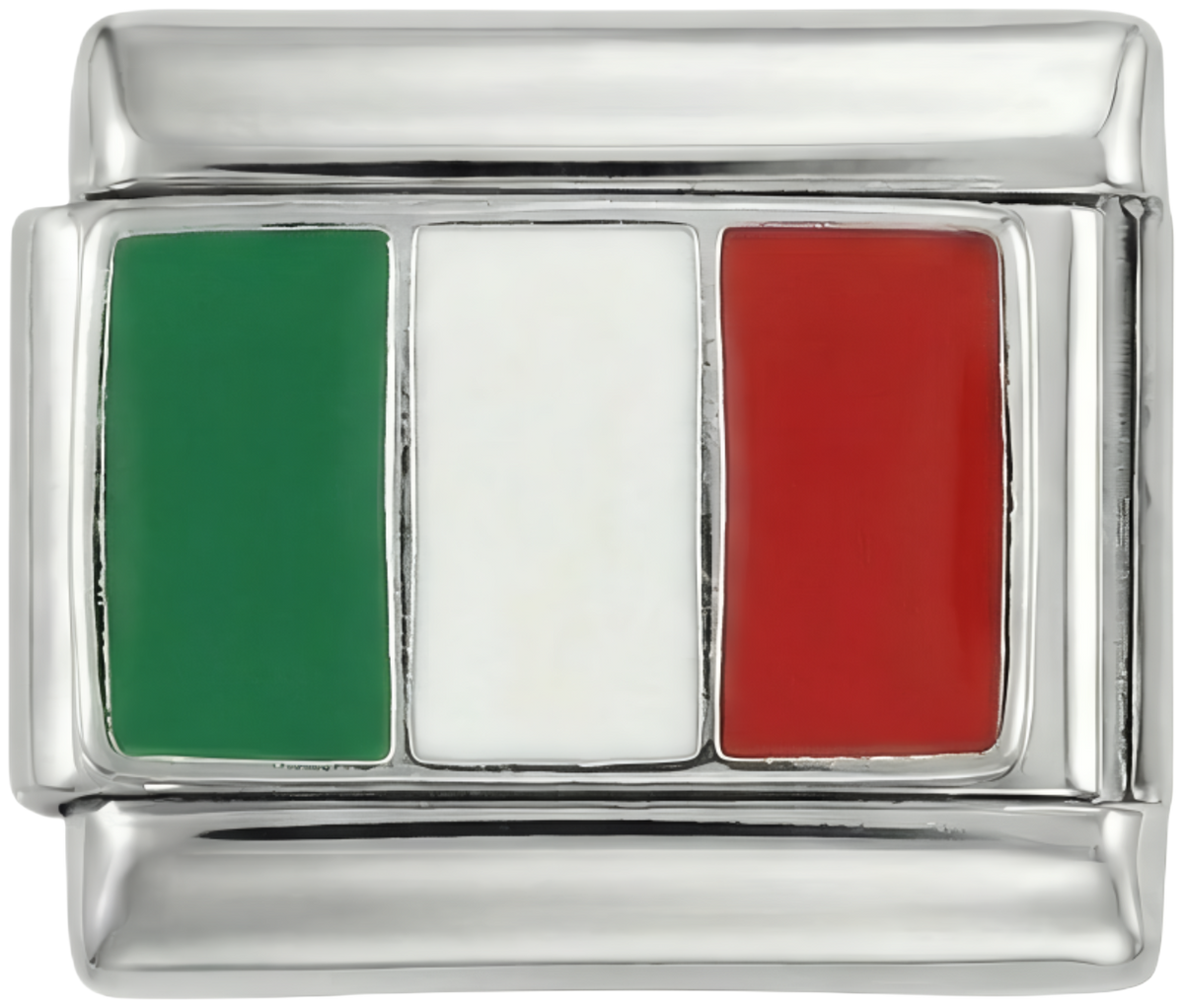 Italy Flag, on Silver