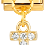 Letter T with stones, Hanging, on Gold