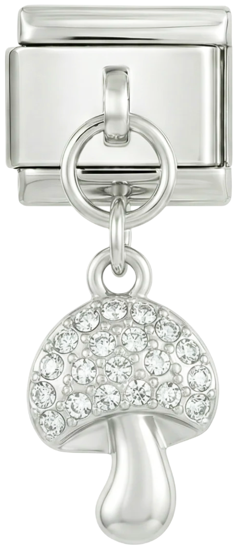 Mushroom with White Stones Hanging on Silver - mushroom-with-white-stones-hanging-on-silver.png