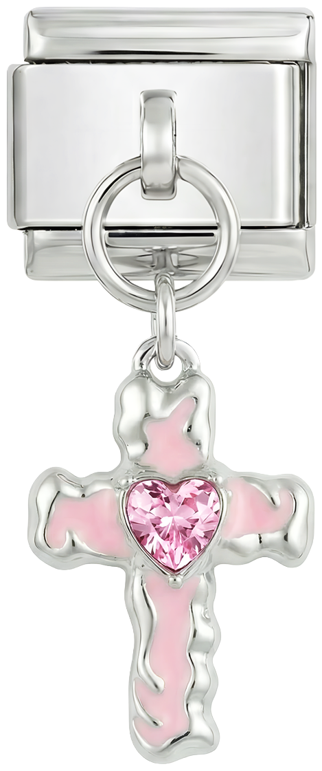 Pink Cross with Heart, on Silver - pink-cross-with-heart-on-silver.png