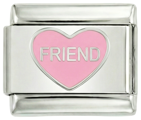 Pink Heart, FRIEND, on silver - pink-heart-friend-on-silver.png